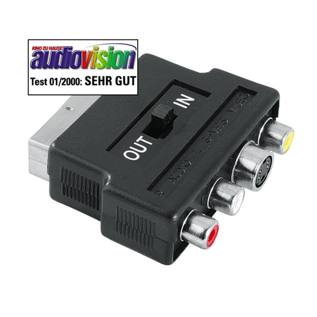 Audio-/Video-Adapter Scart-stecker mit in/out umschalter 3x cinch 