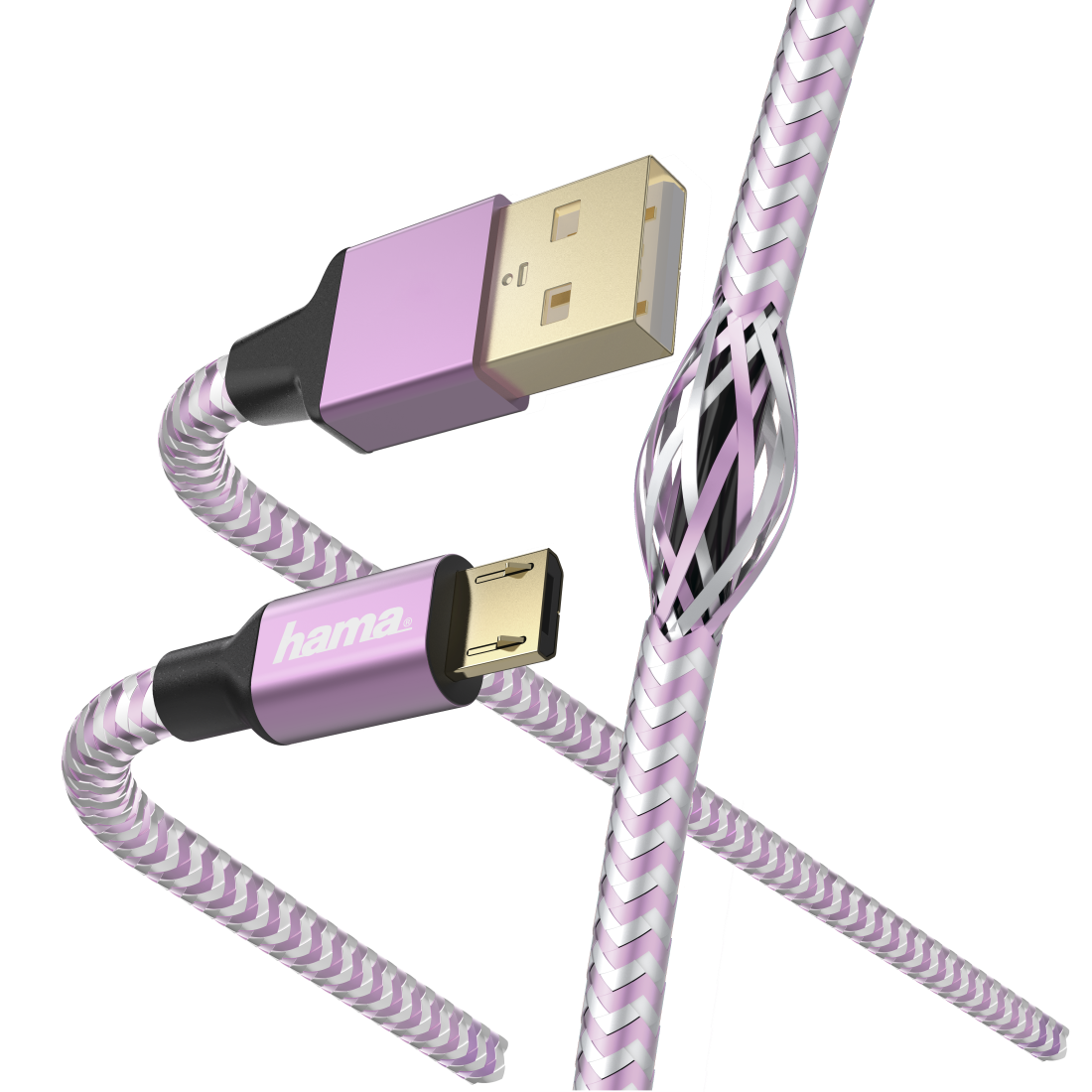 Hama Reflective Charging/Data Cable Micro-USB Lavender 1.5 m