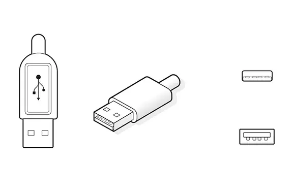Illustration USB-A Ladeanschlüsse und Ports