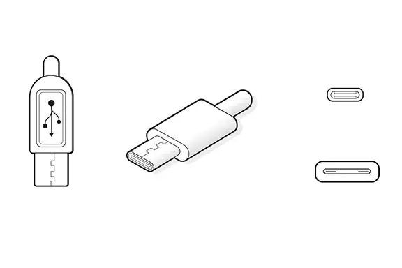 Illustration USB-C Ladeanschlüsse und Ports