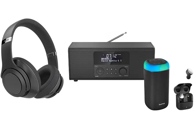 Over-Ear-Kopfhörer, Digitalradio, Bluetooth-Lautsprecher und In-Ear-Kopfhörer von Hama
