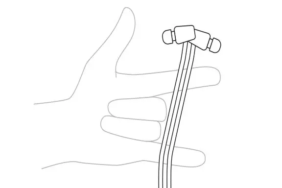 Schritt 1: Anleitung zur Fixierung von Kabel-Kopfhörern Skizzenhafte Anleitung zur richtigen Fixierung von Kabelgebundenen Kopfhörern, Schritt 1
