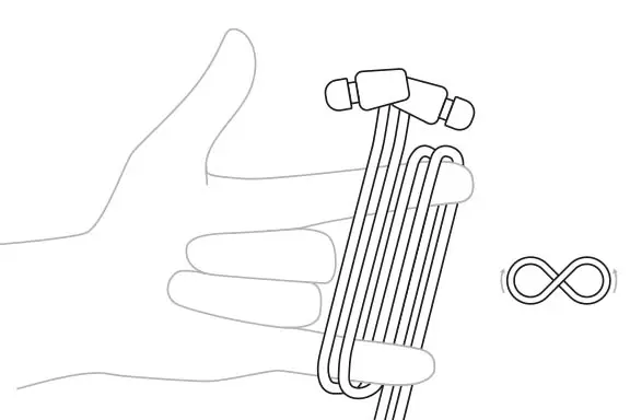 Schritt 2: Anleitung zur Fixierung von Kabel-Kopfhörern Skizzenhafte Anleitung zur richtigen Fixierung von Kabelgebundenen Kopfhörern, Schritt 2