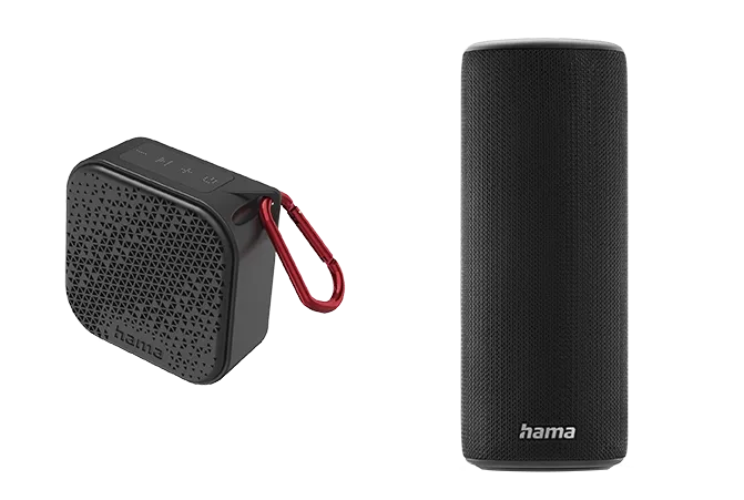Schwarzer Mini-Lautsprecher und kabelloser Bluetooth-Lautsprecher von Hama