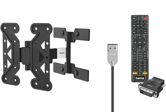 Hama-TV-Zubehör, u.a. Wandhalterung, HDMi-Kabel, Fernbedienung