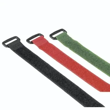 Klett-Kabelbinder mit Öse, wiederverwendbar, 20 x 250 mm, farbig, 9 Stück