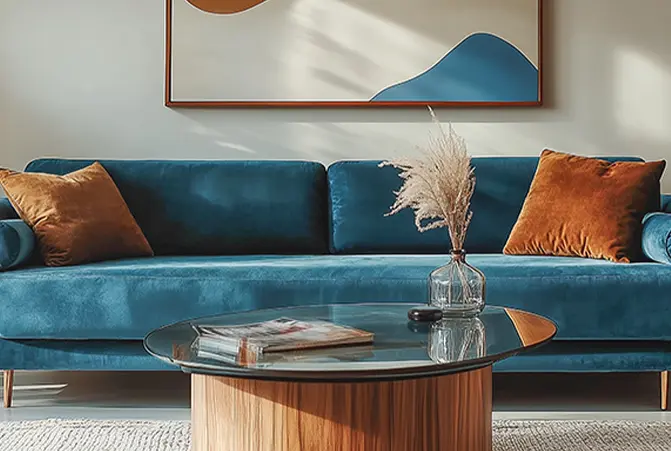 Smart-Home-Geräte im Wohnzimmer.