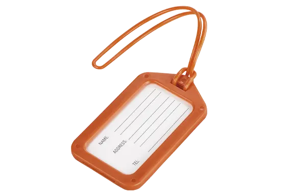 Orangefarbiger Gepäckanhänger
