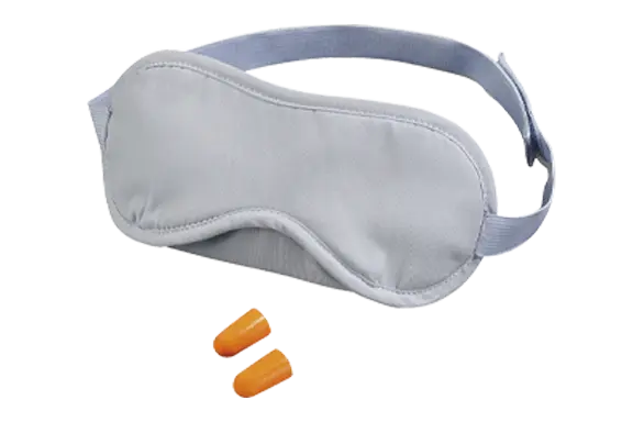 Schlafmaske und Ohrenstöpsel