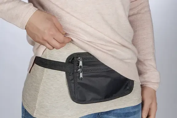Person mit Bauchtasche 