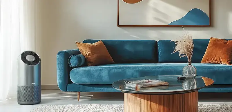 Smart-Home-Geräte im Wohnzimmer.