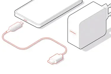 iPhone mit USB-C-auf-Lightning-Kabel und einem Power Delivery-Ladegerät mit USB-C-Anschluss. iPhone mit USB-C-auf-Lightning-Kabel und einem Power Delivery-Ladegerät mit USB-C-Anschluss.
