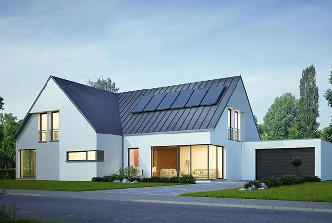 Wohnhaus in ländlicher Umgebung.