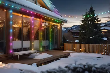 Gartenbeleuchtung am Balkon.