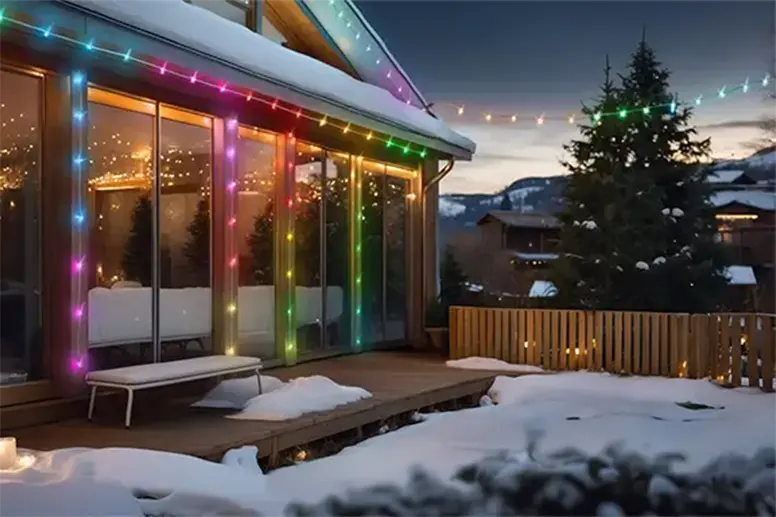 Gartenbeleuchtung am Balkon.