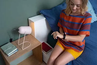 Fitness-Tracker am Handgelenk.