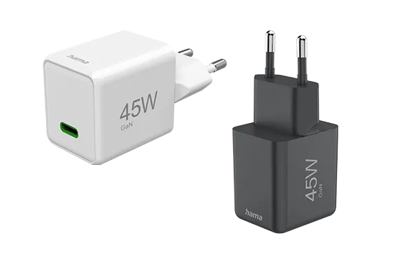 Zwei 45 Watt Ladegeräte zum Schnellladen von Hama